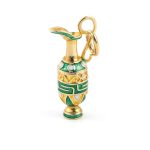 14k Gold Pendant Amphora with Red enamel & Meander - Image 7