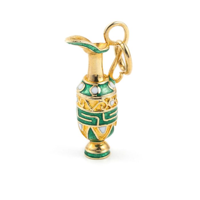 14k Gold Pendant Amphora with Red enamel & Meander - Image 7