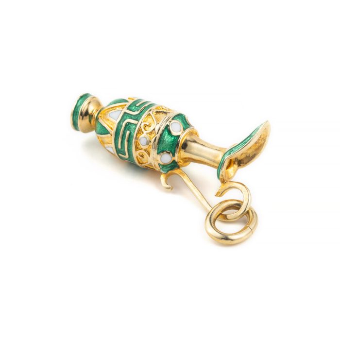 14k Gold Pendant Amphora with Red enamel & Meander - Image 8