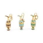 14k Gold Pendant Amphora with Red enamel & Meander - Image 5