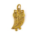14k Solid Gold Filigree Pendant - Wisdom Owl - Image 3