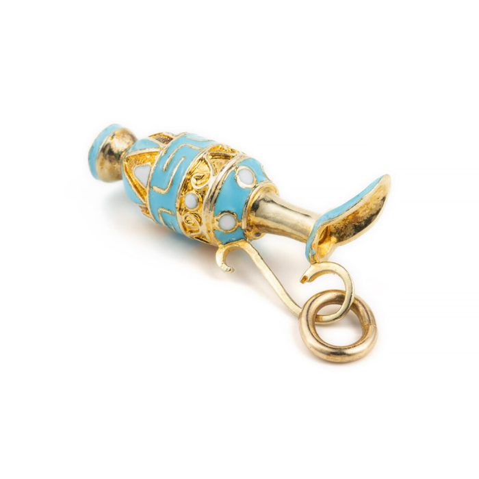 14k Gold Pendant Amphora with Red enamel & Meander - Image 6