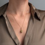 Filigree Egg Pendant - 14k Gold and Turquoise Enamel - Image 2
