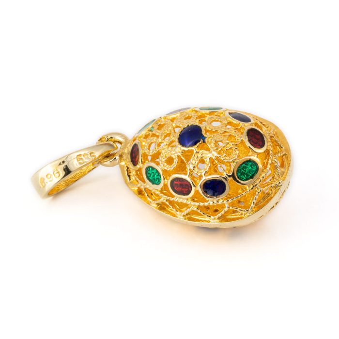 Filigree Egg Pendant with Spiral Motifs - 14k Gold - Image 1