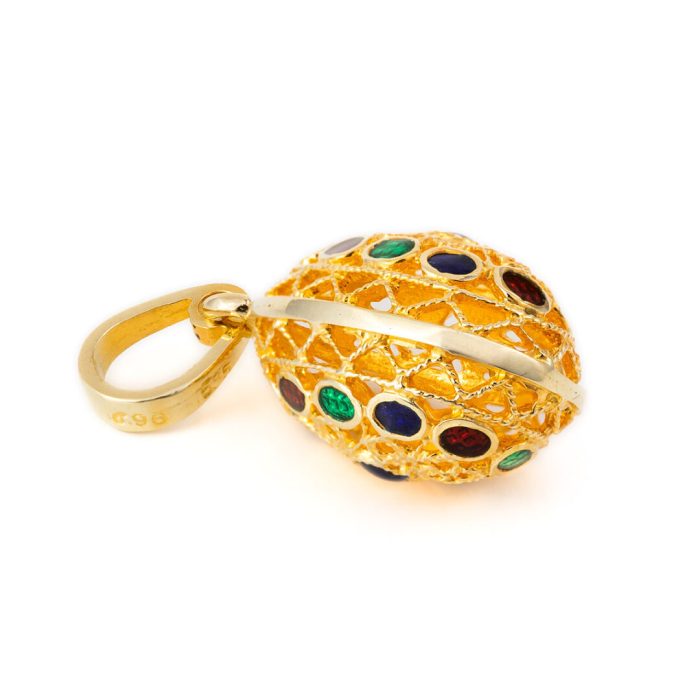 Filigree Egg Pendant with Spiral Motifs - 14k Gold - Image 3