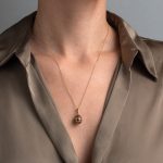 Meander Egg Pendant - 14k Gold and Red Enamel - Image 2