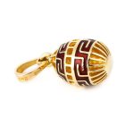 Meander Egg Pendant - 14k Gold and Red Enamel - Image 4
