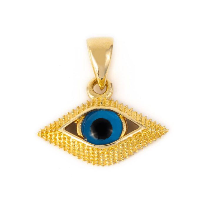 14K Solid Gold Evil Eye Pendant - Image 1