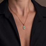 18K Gold and Turquoise Enamel Pendant - Image 2