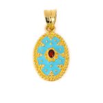 18K Gold and Turquoise Enamel Pendant