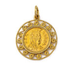 Goddess Athena and Owl Filigree Pendant - 14K Gold