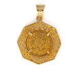 Goddess Athena Coin Pendant - Gold 14K - Image 3