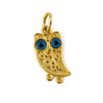 14k Gold Filigree Wisdom Owl Pendant