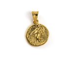 Goddess Athena Coin Pendant - 14K Gold - Image 3