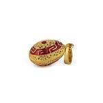 Greek Key Filigree Egg Pendant Necklace with Red Enamel – Sterling Silver Gold Plated - Image 3