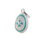 Cross Egg Pendant Necklace – 925 Sterling Silver and Green Enamel - Image 4