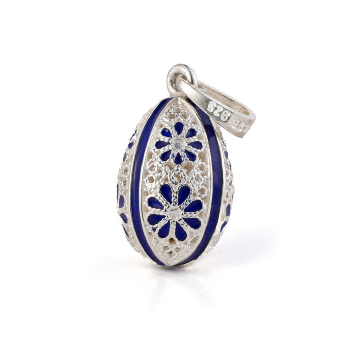 Flowers Egg Pendant Necklace – 925 Sterling Silver - Image 4