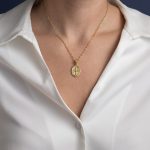 Constantinato Oval Pendant with Turquoise - Gold 14K - Image 2