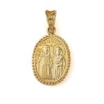 Constantinato Oval Pendant with Turquoise - Gold 14K