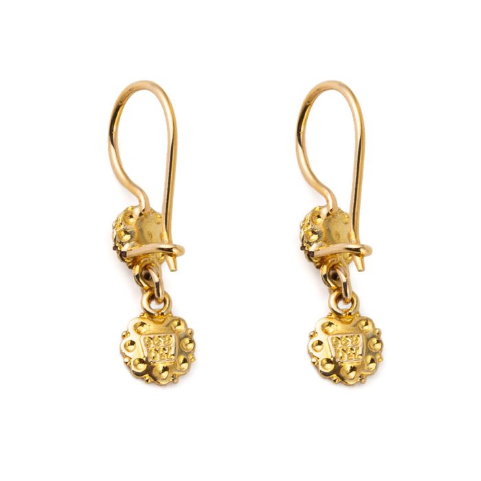 18K Gold Byzantine Rosette Earrings - Image 3