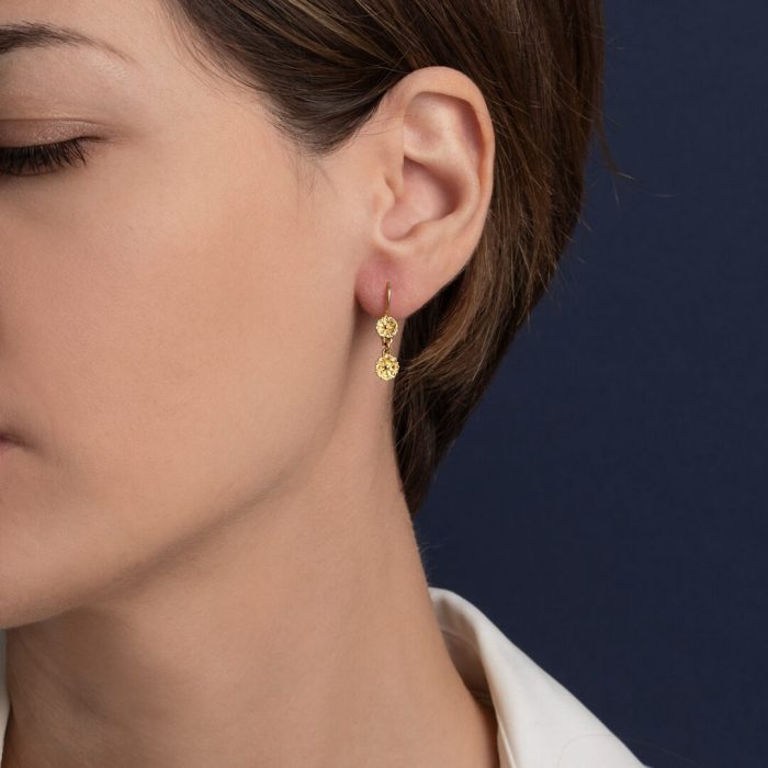18K Gold Byzantine Rosette Earrings - Image 2