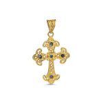 18k Gold Filigree Byzantine Cross With Sapphire - Image 3