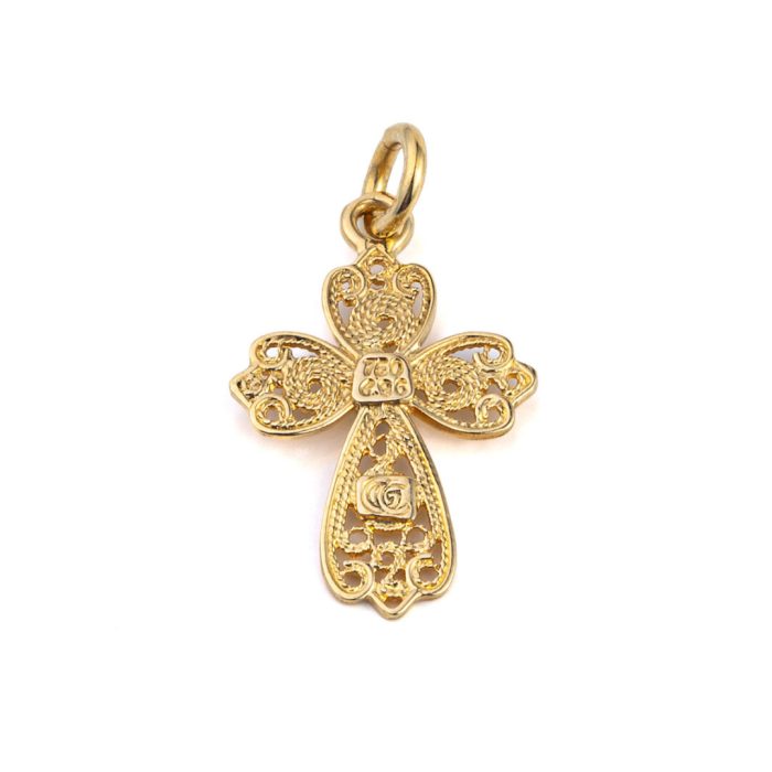 18K Gold and Turquoise Enamel Byzantine Cross - Image 2