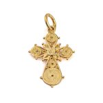 Byzantine Filigree Cross with Enamel - 18K Gold - Image 2