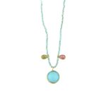 925 Sterling Silver and Gold Plated - Amazonite and Tourmaline Necklace