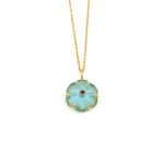 Glass Engaving Necklace - 925 Sterling Silver and Gold Plated
