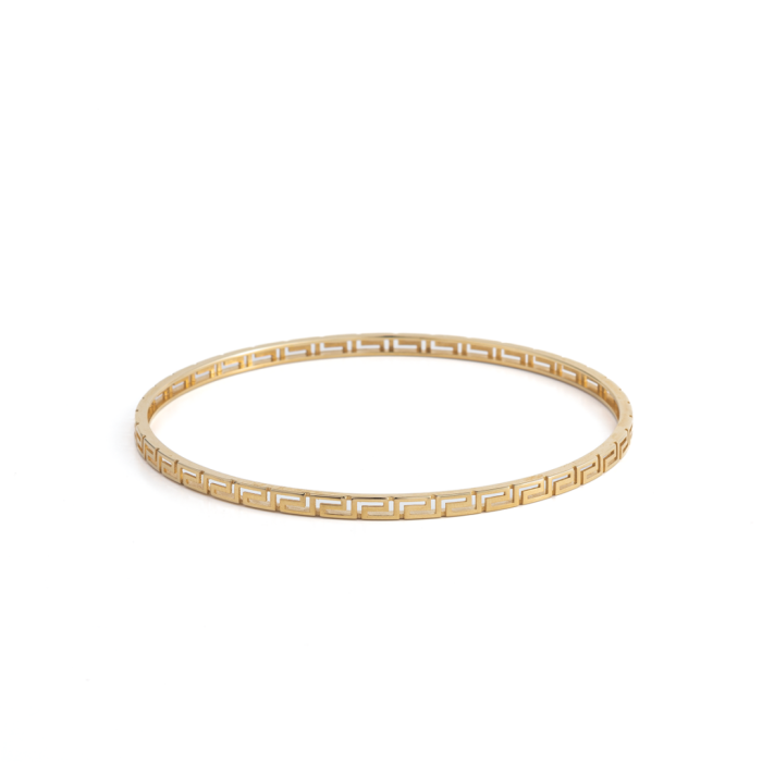 Greek Key Gold Bangle Bracelet - 14K - Image 1