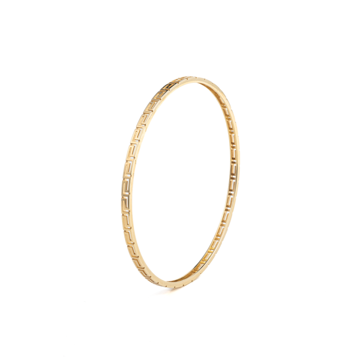 Greek Key Gold Bangle Bracelet - 14K - Image 3