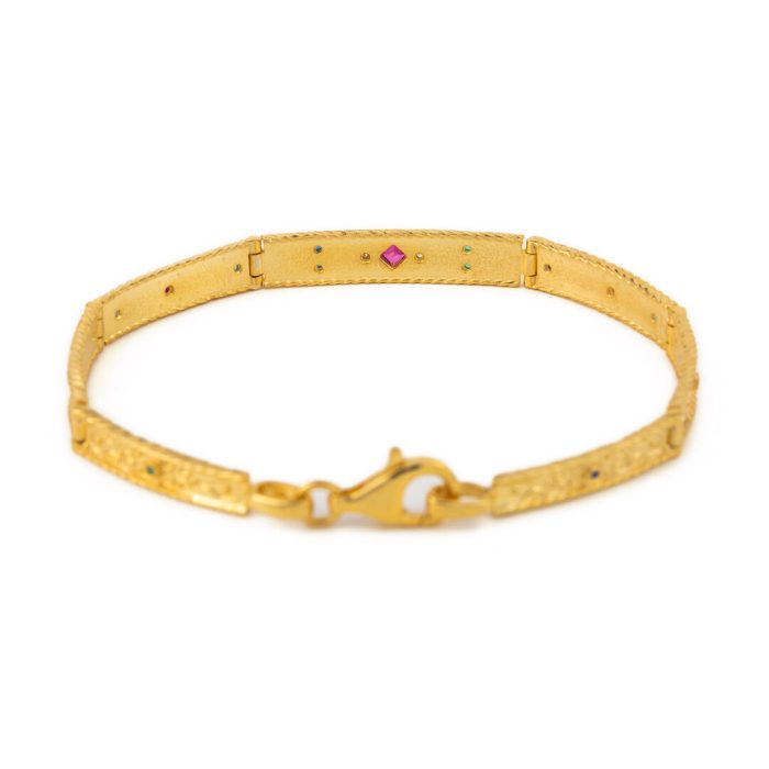 Byzantine Bracelet with Swarovski - Sterling Silver & Gold Plated - Image 2