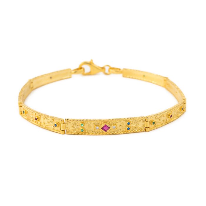 Byzantine Bracelet with Swarovski - Sterling Silver & Gold Plated - Image 3