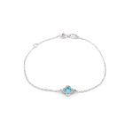 14K White Gold Turquoise Cross Bracelet
