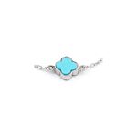 14K White Gold Turquoise Cross Bracelet - Image 2