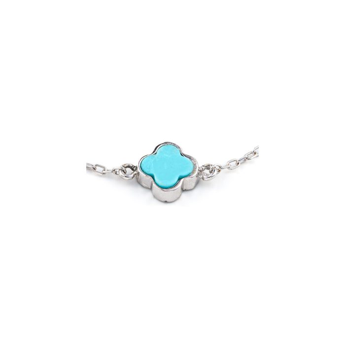 14K White Gold Turquoise Cross Bracelet - Image 2