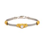 Βυζαντινό Βραχιόλι με Πέρλα και Swarovski – Επιχρυσωμένο Ασήμι 925