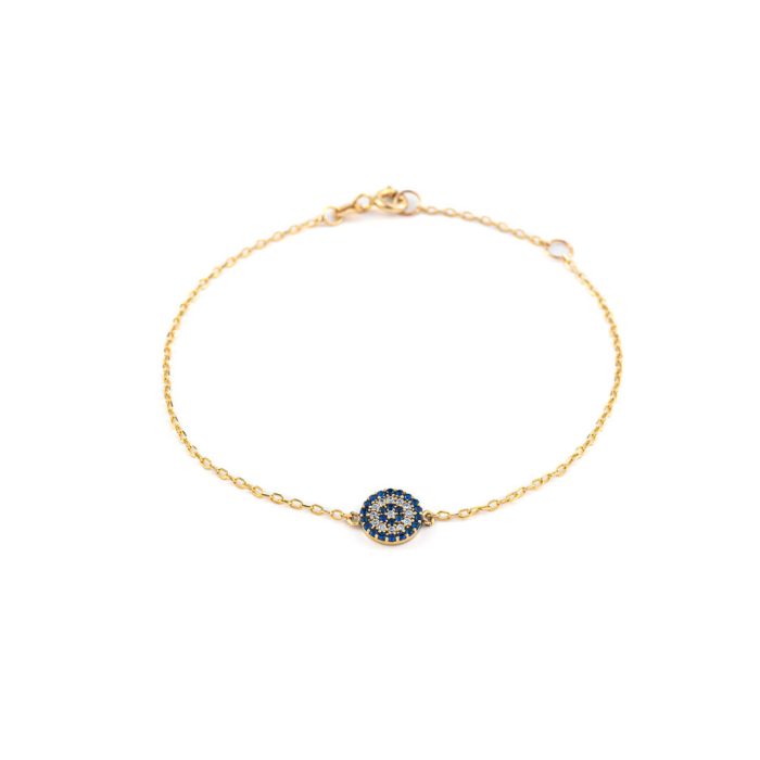 14K Gold Eye Bracelet with Blue Zircons - Image 1