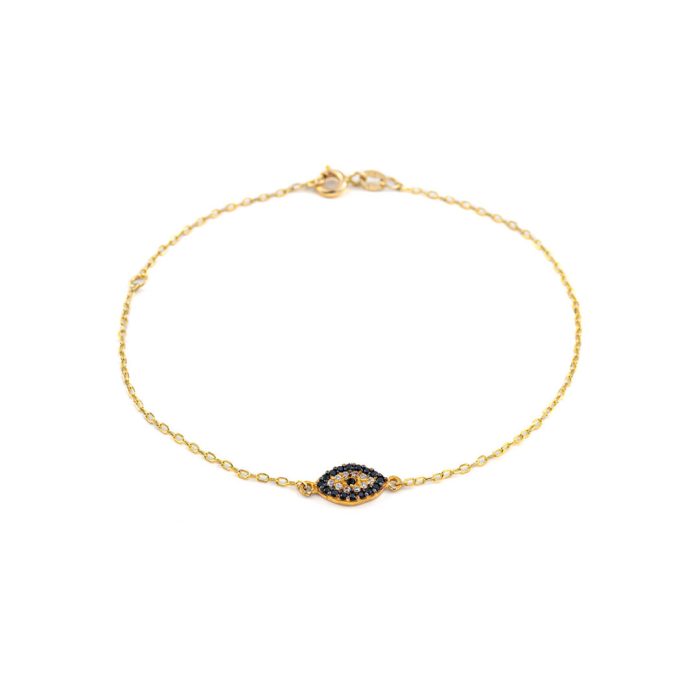 Evil Εye Bracelet with Zircons -14K Gold - Image 1