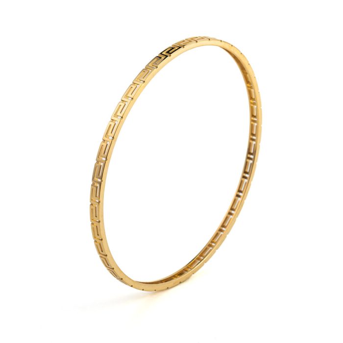 Greek Key Bangle Bracelet - Gold 14K - Image 3