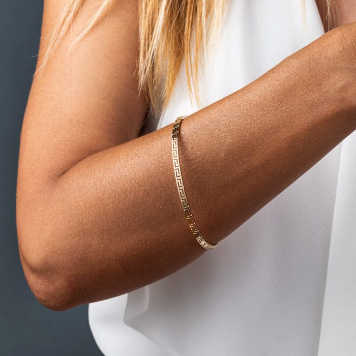 Greek Key Bangle Bracelet - Gold 14K - Image 2