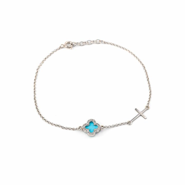 Sterling silver Turquoise Cross bracelet with zircon - Image 1