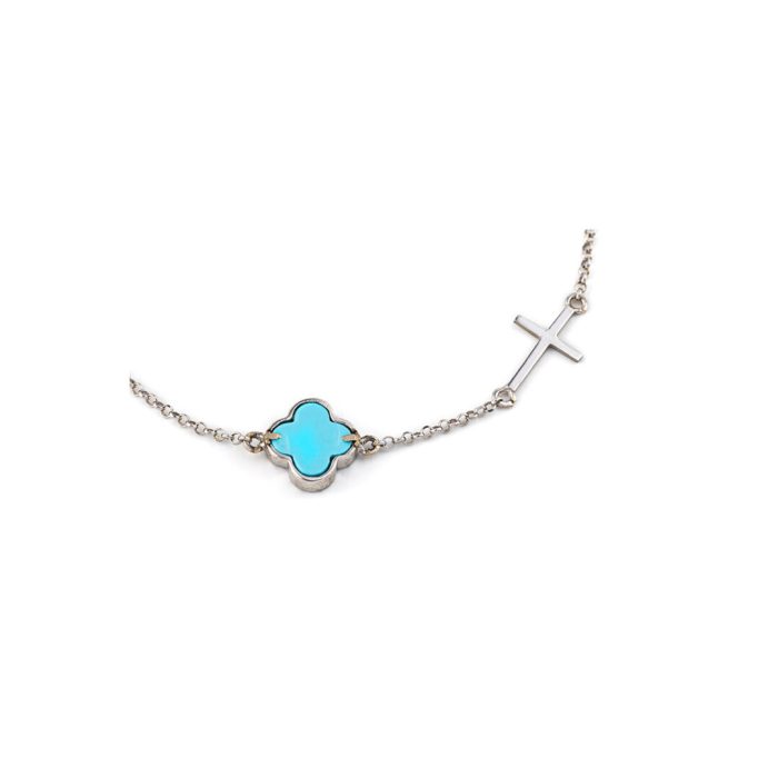 Sterling silver Turquoise Cross bracelet with zircon - Image 2