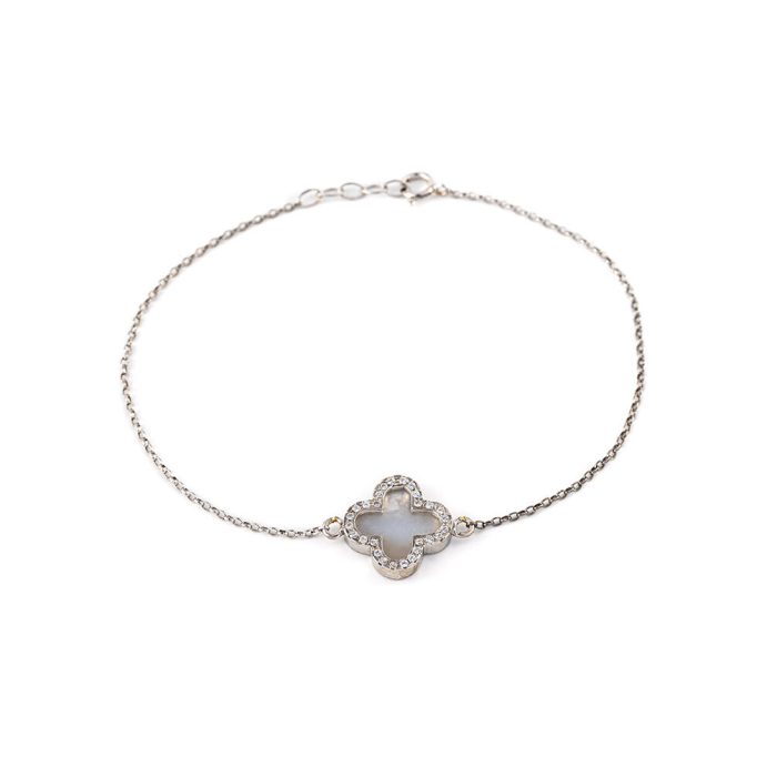 925 Sterling silver Fildisi Cross bracelet with zircon - Image 1