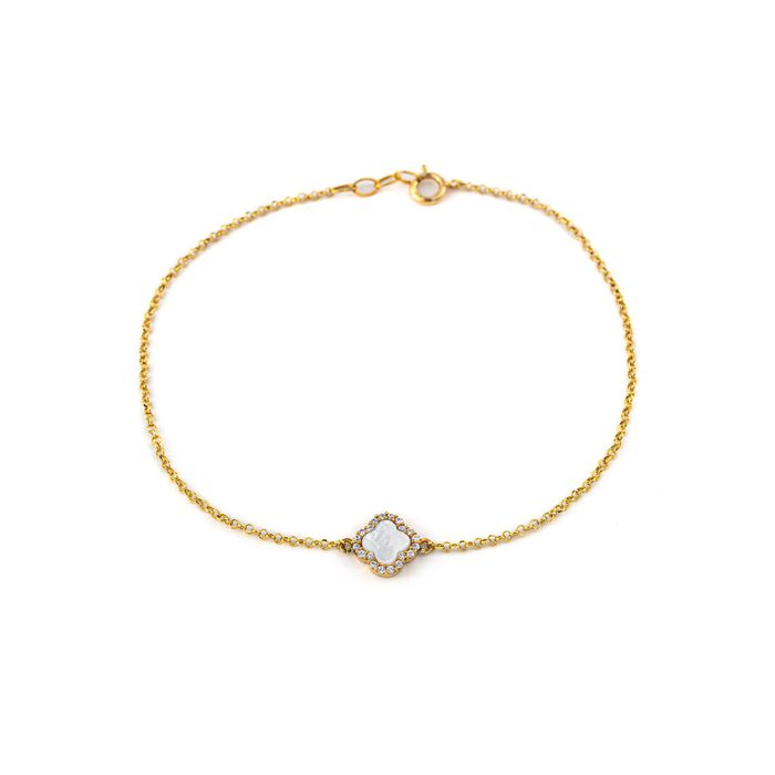 Sterling silver Yellow Gold Plated Cross bracelet with zircon - Image 1