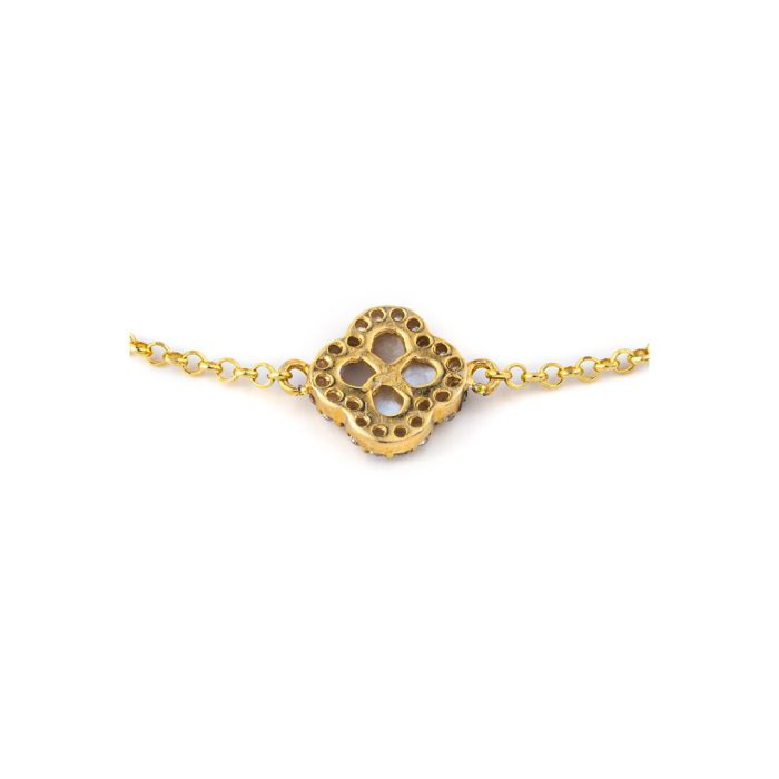 Sterling silver Yellow Gold Plated Cross bracelet with zircon - Image 2