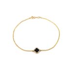 Sterling silver Gold Plated Black Onyx Cross bracelet with zircon
