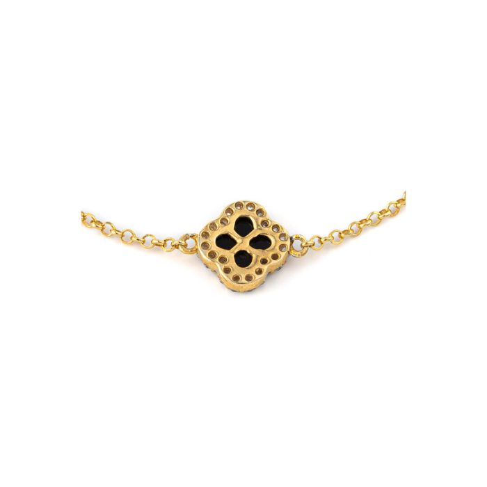 Sterling silver Gold Plated Black Onyx Cross bracelet with zircon - Image 2