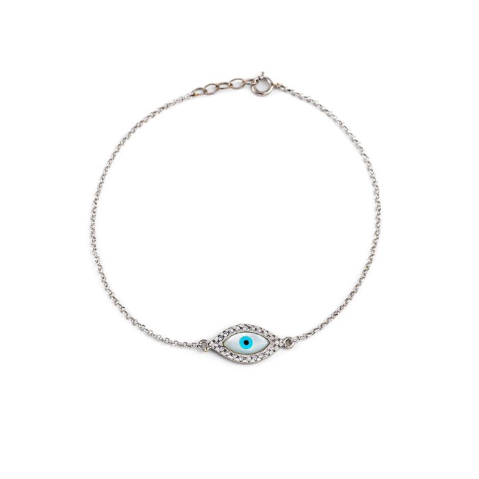Sterling silver Evil Eye Chain bracelet with zircon - Image 1